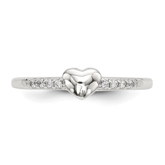 925 Sterling Silver CZ (Cubic Zirconia) Heart Ring - Picture 4 of 5